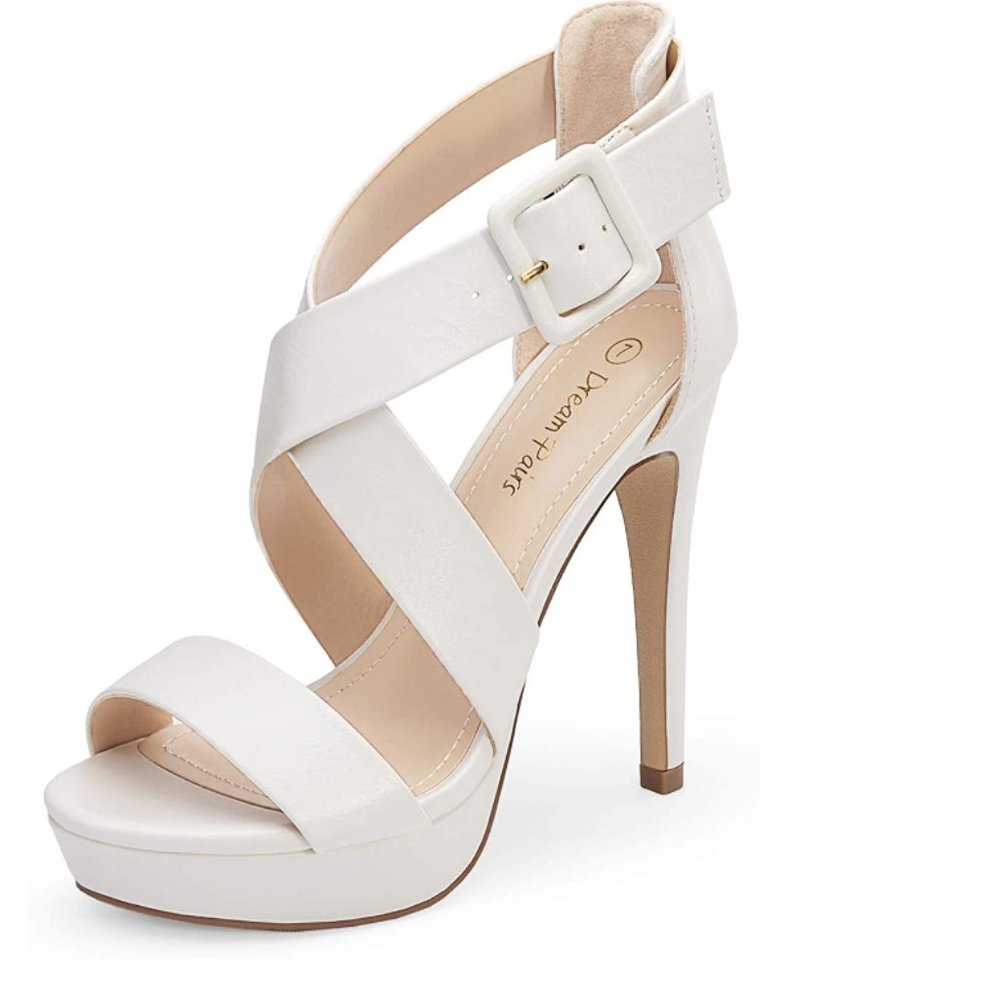 DREAM PAIRS Women's Open Toe High Stilettos Platform Party Pump Heel Sandals Cha